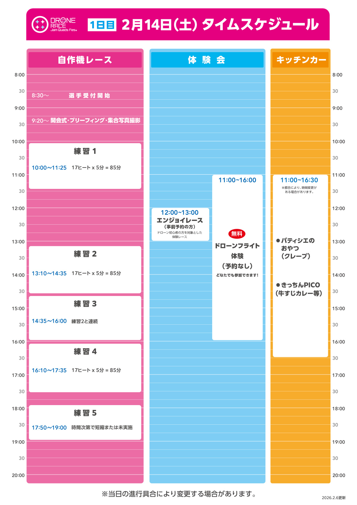 2026年2月14日（土）タイムスケジュール